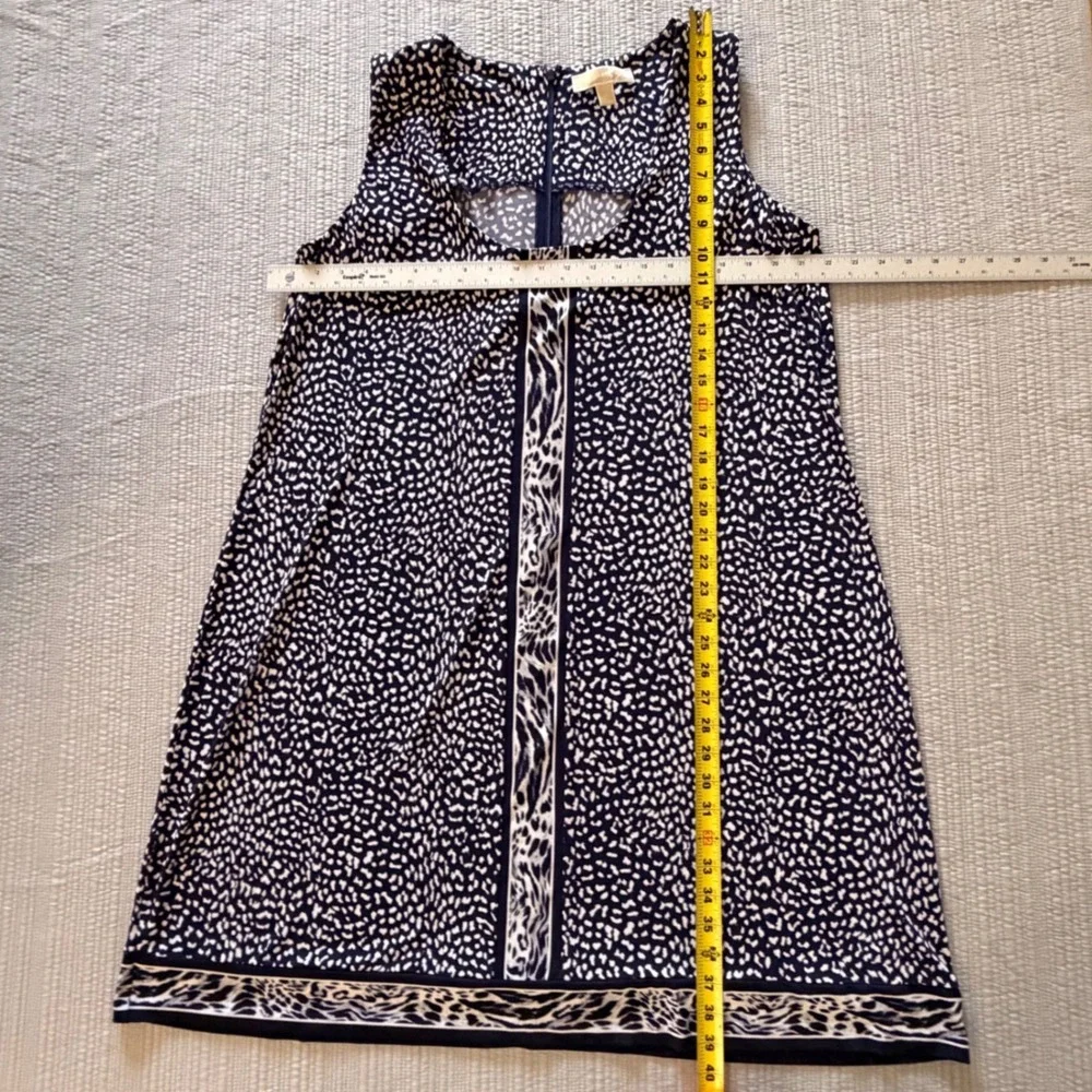 Michael‎ Kors Women's Navy White Animal Print Sleeveless Shift Dress Size 2X